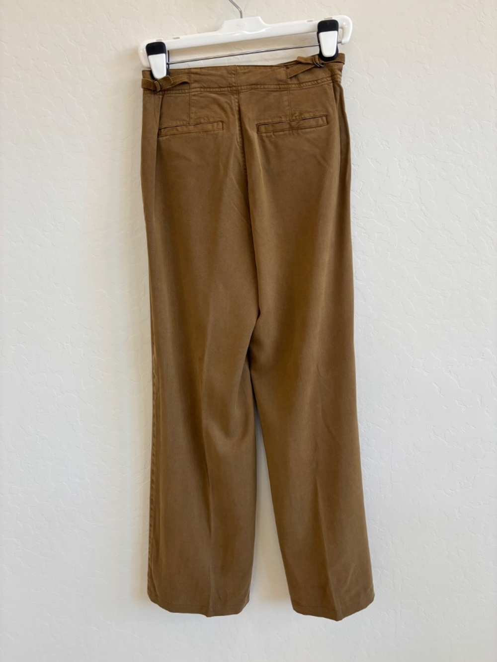 Sundance Oaklee Easy Tencel Pants  Khaki Wide Leg Button Detail Size 2 - Picture 7 of 11